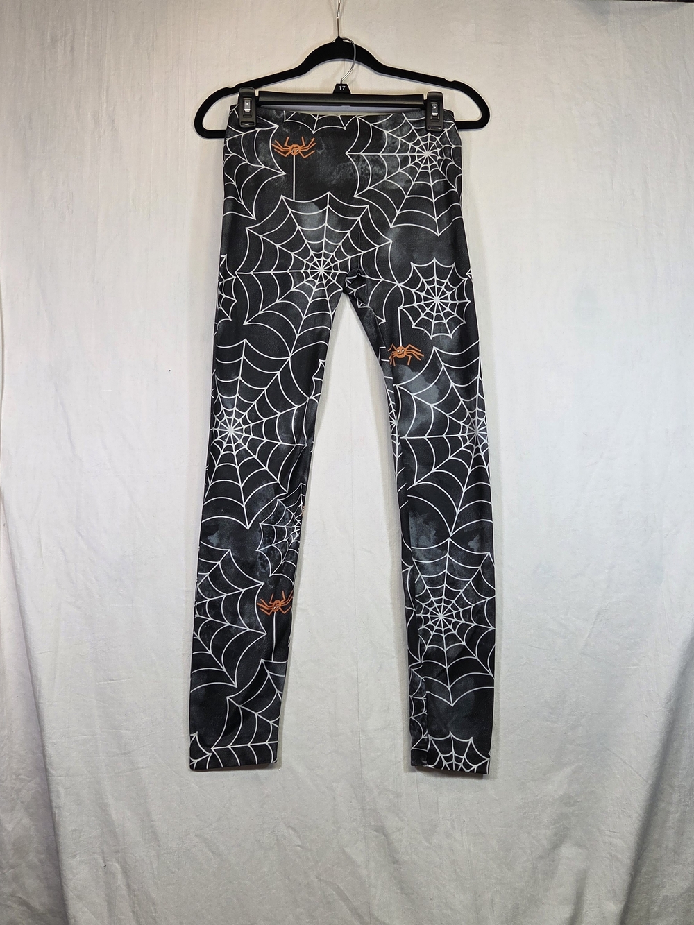 No Boundaries Halloween Spider Web Leggings Juniors L 11/13 Black Orange. #0396